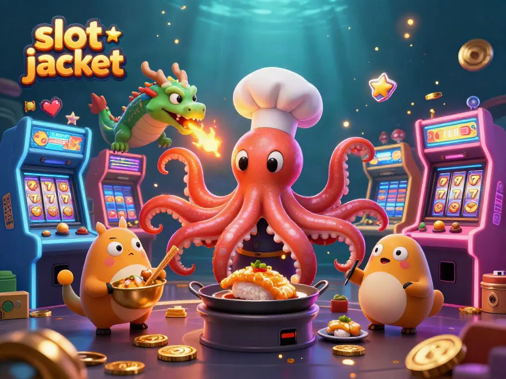 Experience the thrill of slot jackpot wins with vibrant characters and dynamic casino elements in this 3D digital illustration.