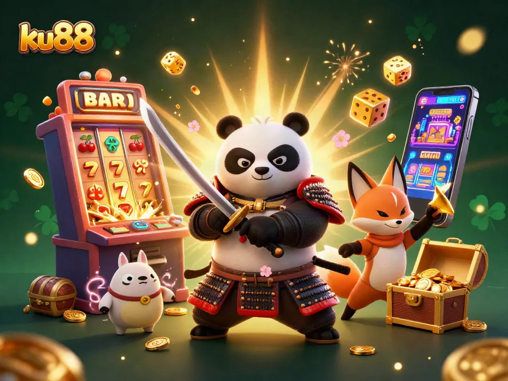ku88 slot machine explosion with dynamic characters and magical elements creating vibrant casino excitement