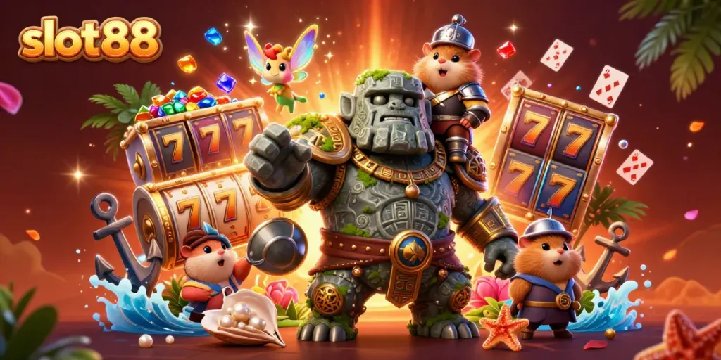 Engage with slot88's exciting slot games through captivating illustrations of slots featured in an enchanting world of fantasy.